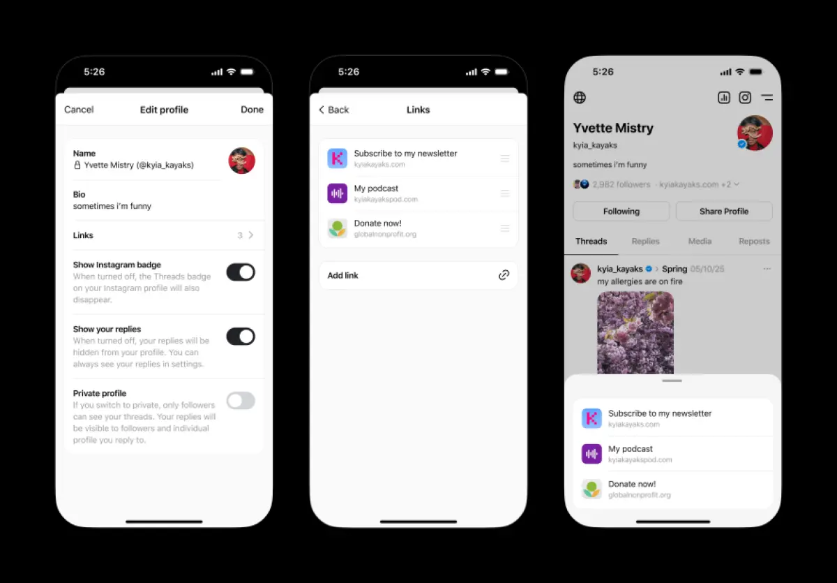 Threads дозволив додавати кілька посилань у профіль: альтернатива Linktree та конкурент X